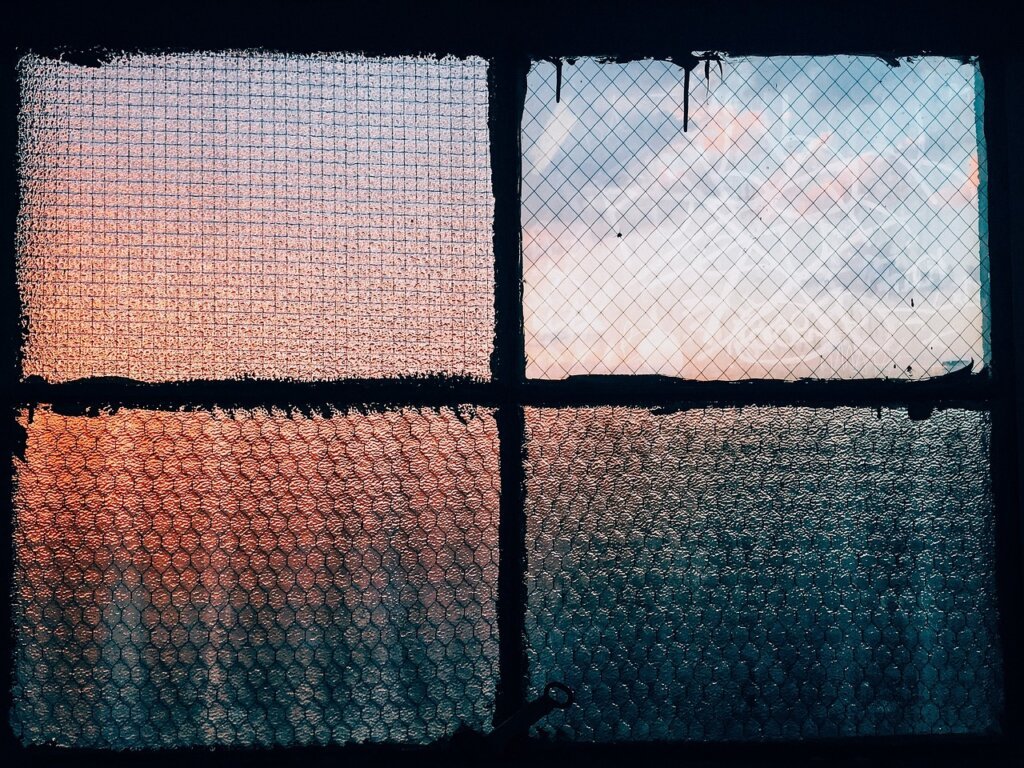 bubble wrap film cut neatly to window size on floor