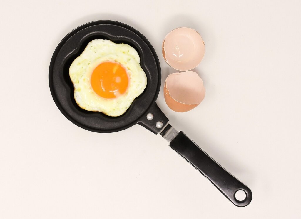 greasy frying pan with oil residue on kitchen counter
