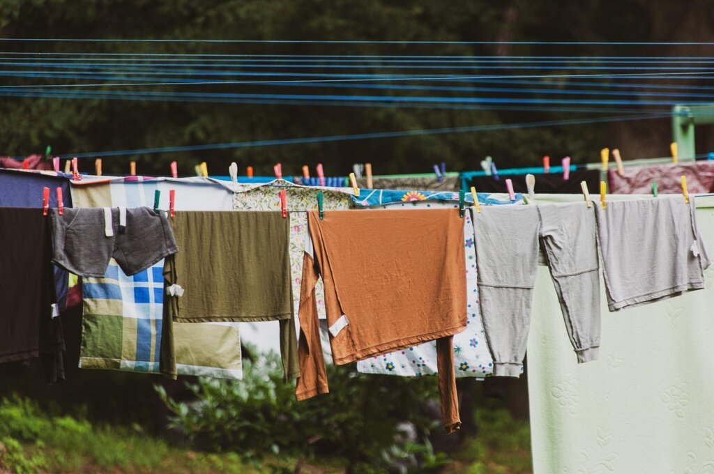 laundry symbols on fabric care tag closeup