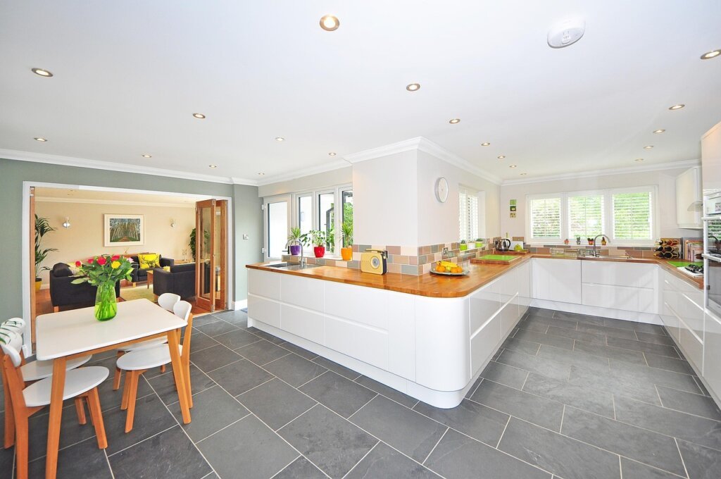 bright clean white kitchen tile grout after DIY restoration