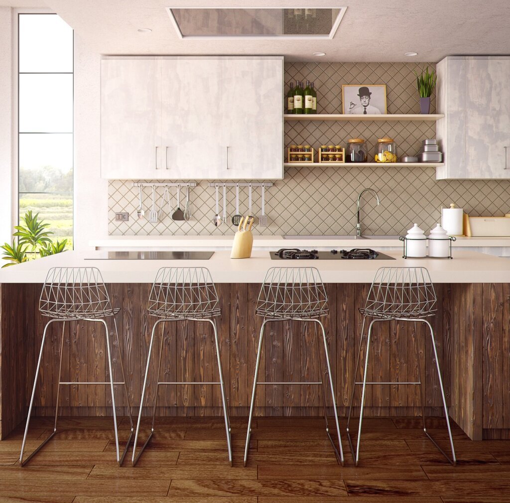 yellowed kitchen tile grout closeup